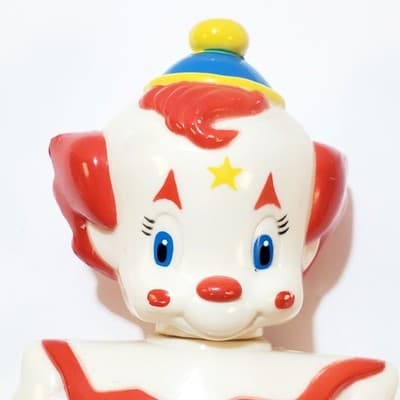 Vintage LHPC Clown Plastic Rubber Baby Rattle 1990's Kitsch Red & White - Thumbnail 4