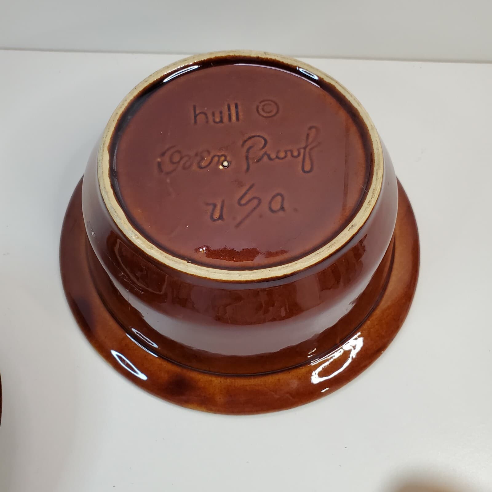 Vintage Hull 2-Tone Brown Drip Glaze 8" Oven Proof Covered Lidded Casserole USA - Thumbnail 5