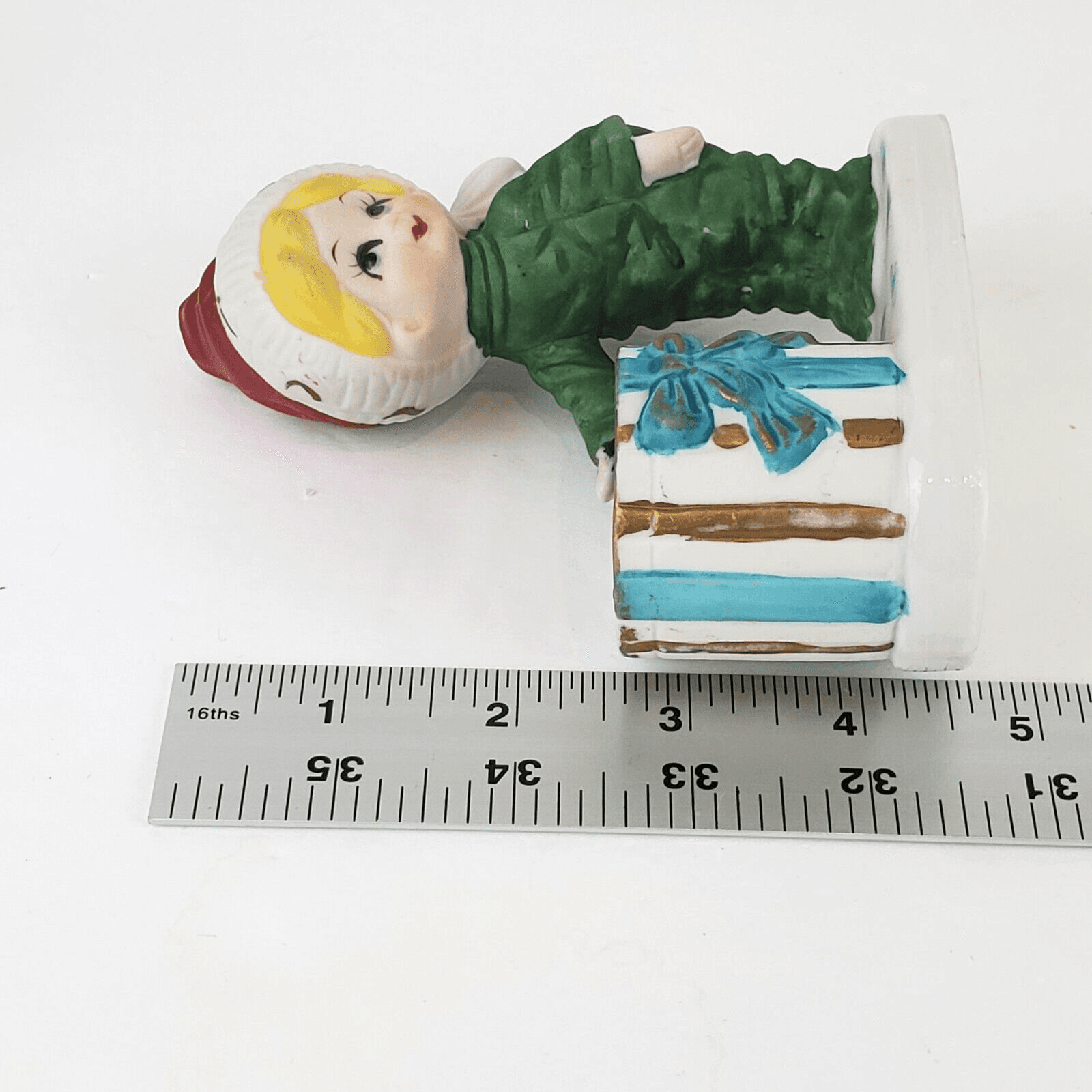 Vintage 1978 Jasco Christmas Luvkins Child Santa Hat Green Pajamas Candle Holder - Thumbnail 10