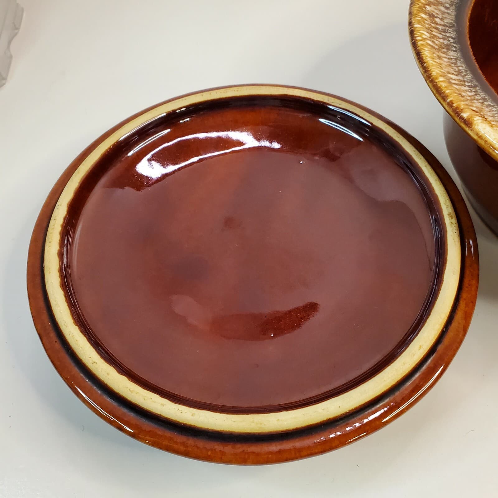Vintage Hull 2-Tone Brown Drip Glaze 8" Oven Proof Covered Lidded Casserole USA - Thumbnail 4