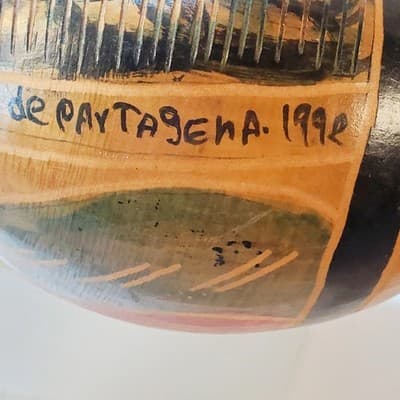 1992 Recuerdo de Cartagena Colombia Gourd Folk Art Fish Maraca DOES NOT RATTLE - Thumbnail 6