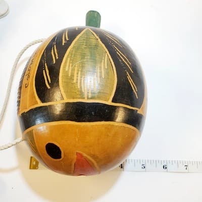 1992 Recuerdo de Cartagena Colombia Gourd Folk Art Fish Maraca DOES NOT RATTLE - Thumbnail 10