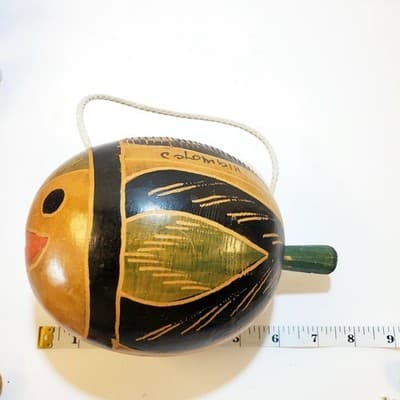 1992 Recuerdo de Cartagena Colombia Gourd Folk Art Fish Maraca DOES NOT RATTLE - Thumbnail 9
