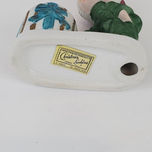 Vintage 1978 Jasco Christmas Luvkins Child Santa Hat Green Pajamas Candle Holder - Thumbnail 8