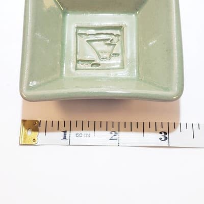 Signed Art Pottery Handmade Green Glazed Ceramic Decorative Trinket Dish 3" - Thumbnail 6