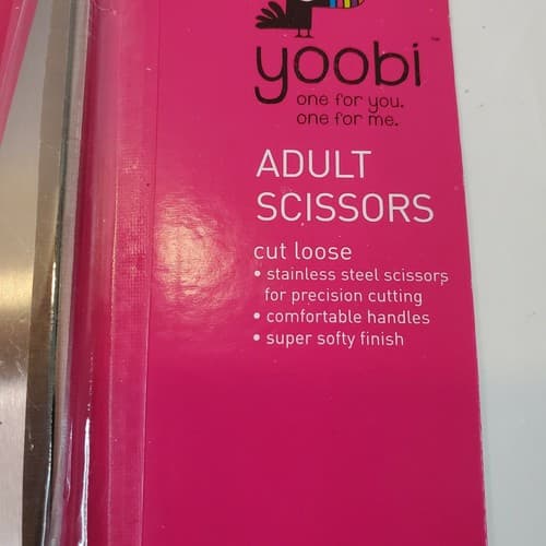 Yoobi Adult Stainless Steel Scissors Comfortable Pink Handles Precision Cutting - Thumbnail 3