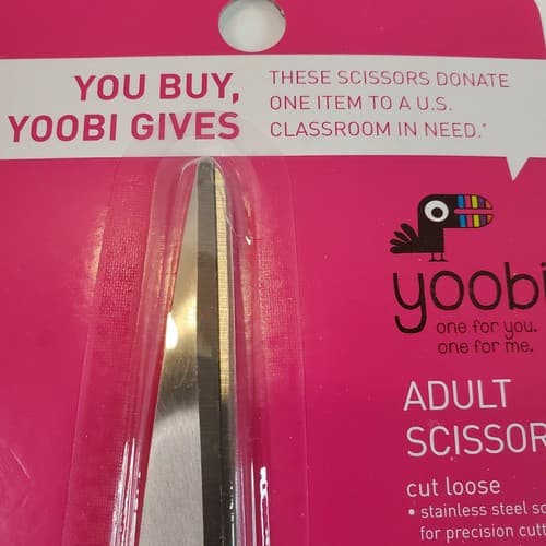 Yoobi Adult Stainless Steel Scissors Comfortable Pink Handles Precision Cutting - Thumbnail 2