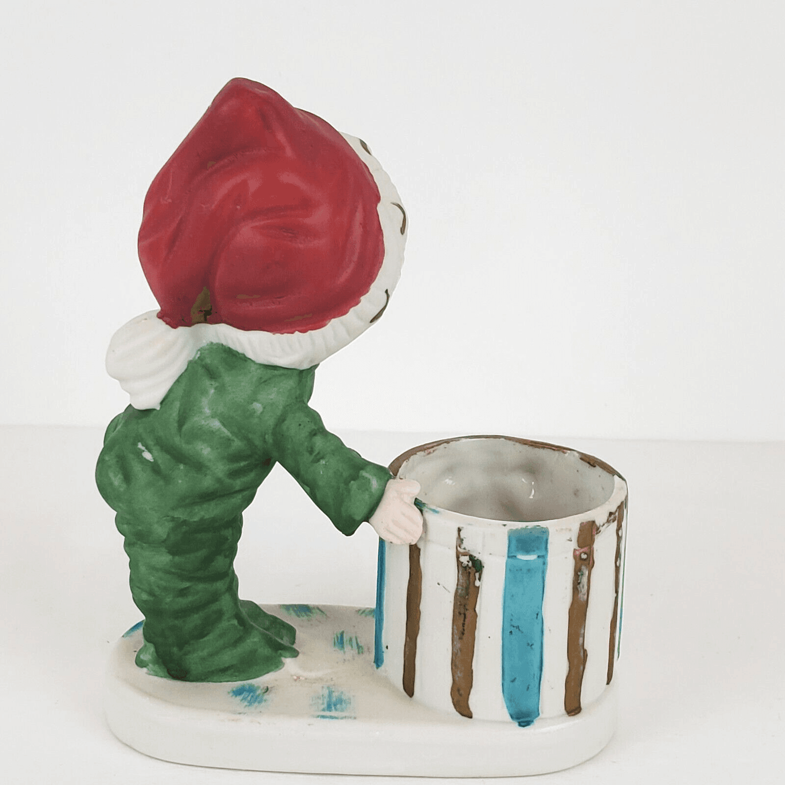 Vintage 1978 Jasco Christmas Luvkins Child Santa Hat Green Pajamas Candle Holder - Thumbnail 5
