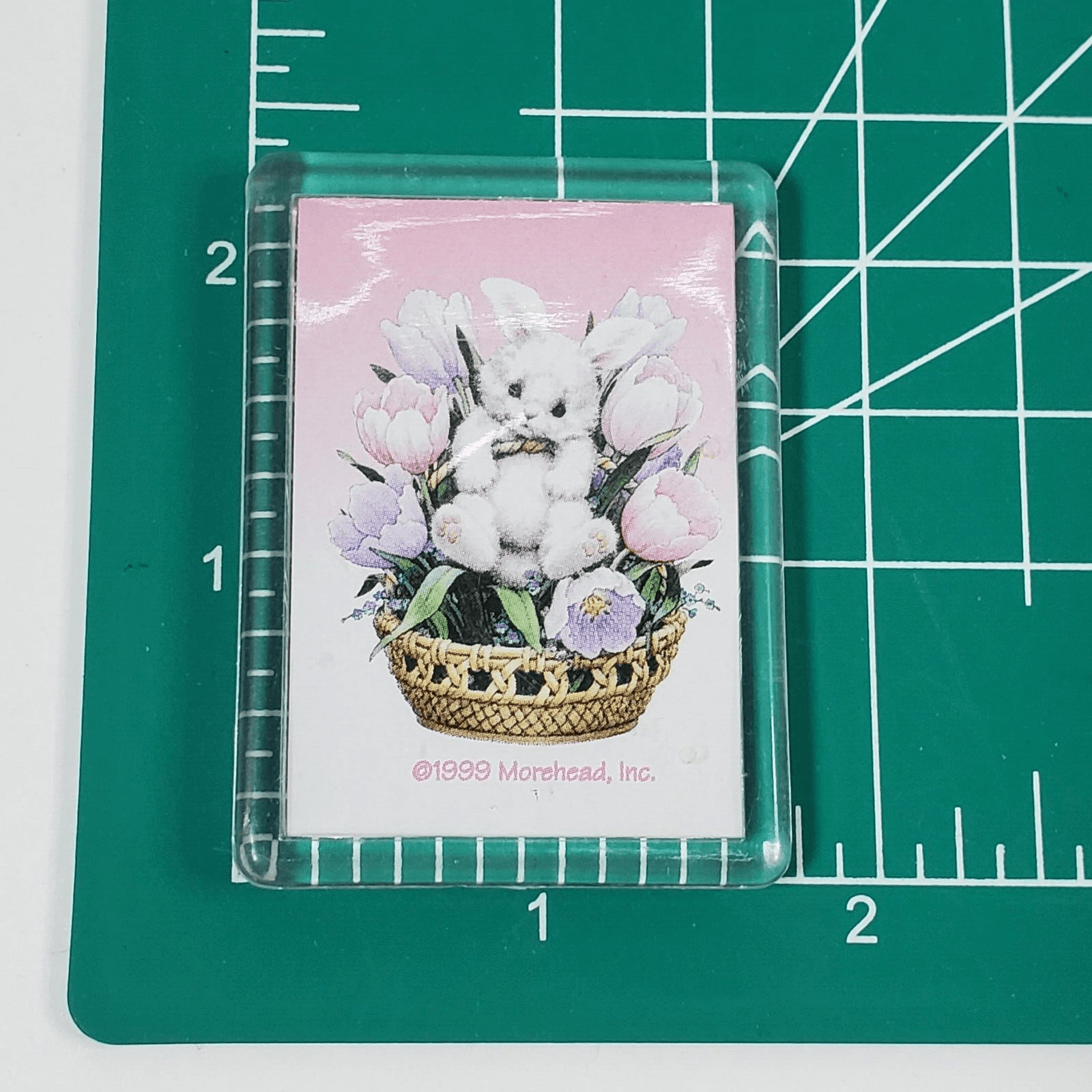 2 Vintage Refrigerator Magnets 1999 Morehead Inc Bunny Flowers Easter Spring - Thumbnail 8