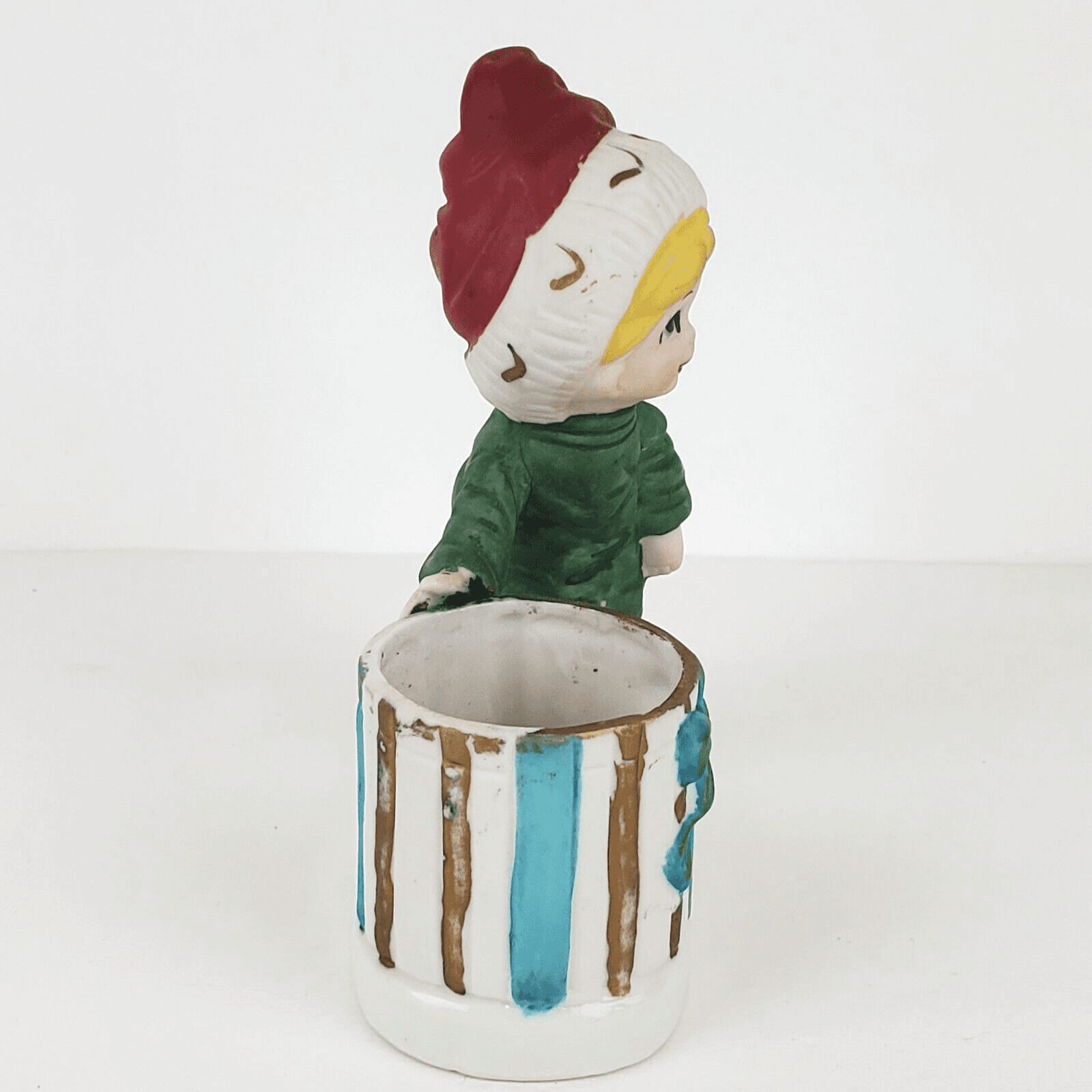 Vintage 1978 Jasco Christmas Luvkins Child Santa Hat Green Pajamas Candle Holder - Thumbnail 6