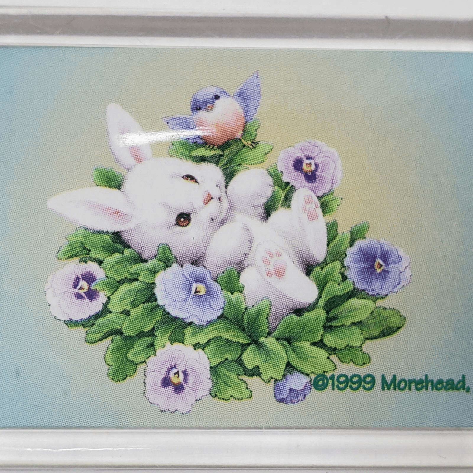 2 Vintage Refrigerator Magnets 1999 Morehead Inc Bunny Flowers Easter Spring - Thumbnail 5