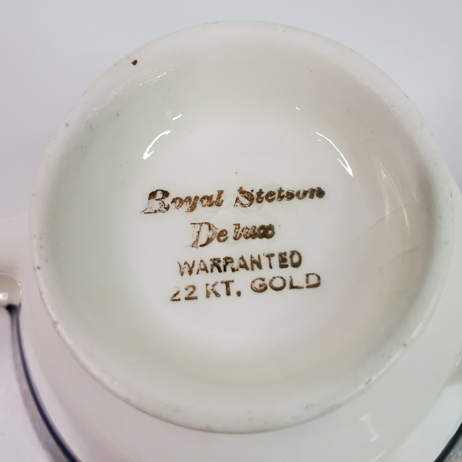 Vintage Royal Stetson Deluxe China Cobalt 22Kt Gold Floral Creamer & Sugar Set - Thumbnail 5