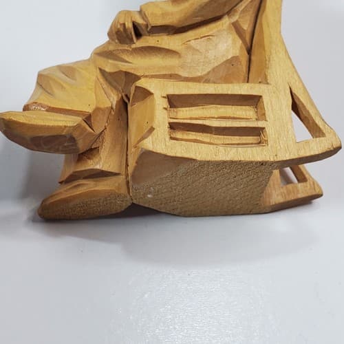 Vintage Hand Carved Wood Old Man Sitting in Rocking Chair Figurine Artist Signed - Thumbnail 6