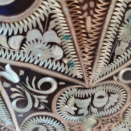 Vtg Ornate Etched Copper Decorative Wall Plate 9.75" Turkish Style Floral Design - Thumbnail 2