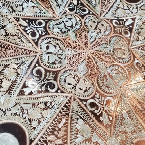 Vtg Ornate Etched Copper Decorative Wall Plate 9.75" Turkish Style Floral Design - Thumbnail 6
