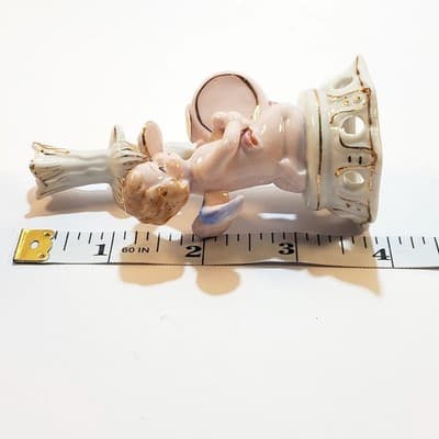 Vtg Japan Porcelain Angel Cherub Drummer Band Drum Choir Candle Holder Figurine - Thumbnail 7