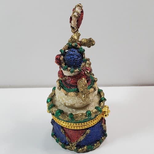 Holiday "Snowman" Resin Metal Trinket Box 4" Tall Hinged Lined Interior - Thumbnail 4