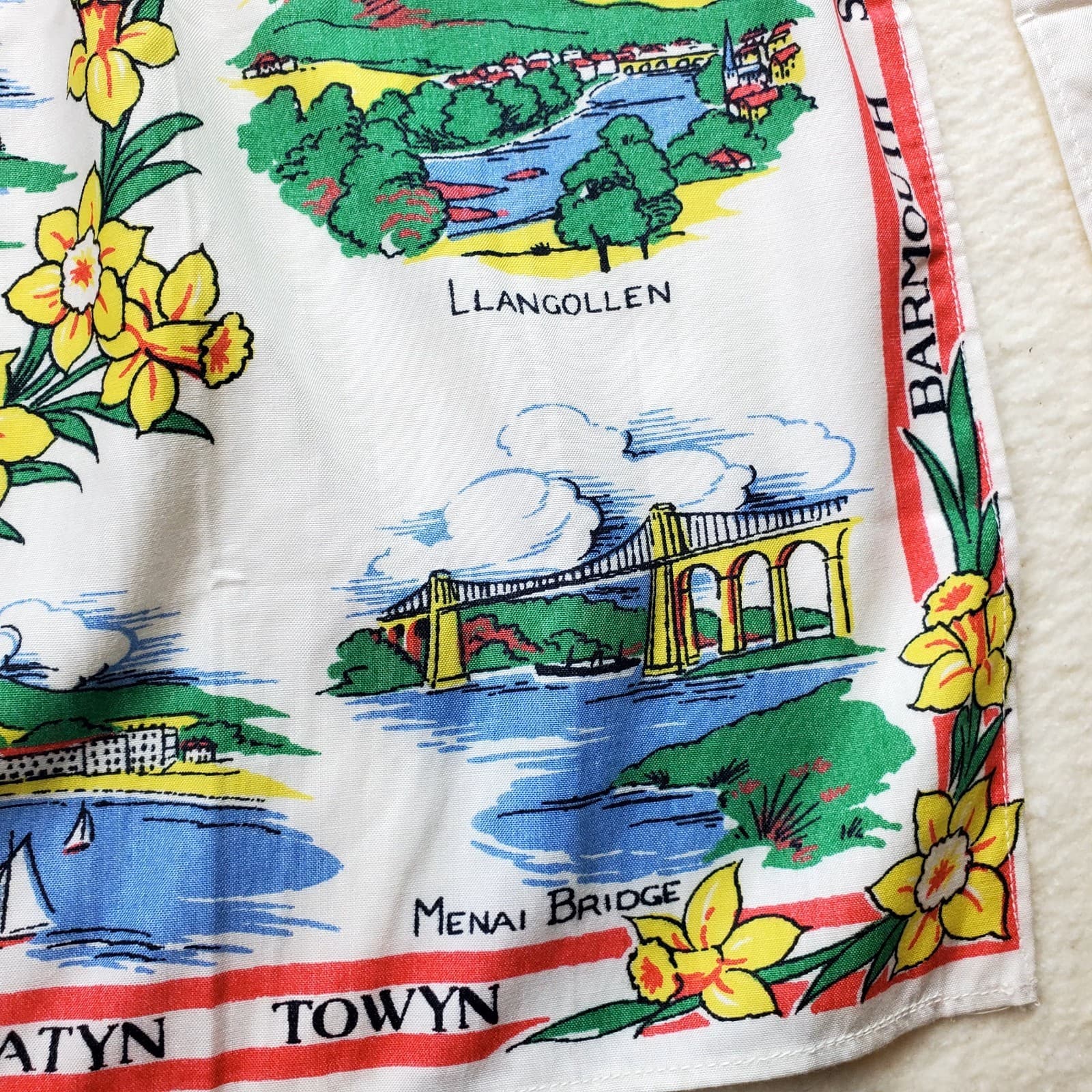 Vintage Wales Apron Souvenir Tourist Travel Protective Cover Garment Towns - Thumbnail 6
