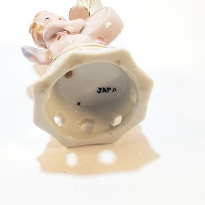 Vtg Japan Porcelain Angel Cherub Drummer Band Drum Choir Candle Holder Figurine - Thumbnail 6