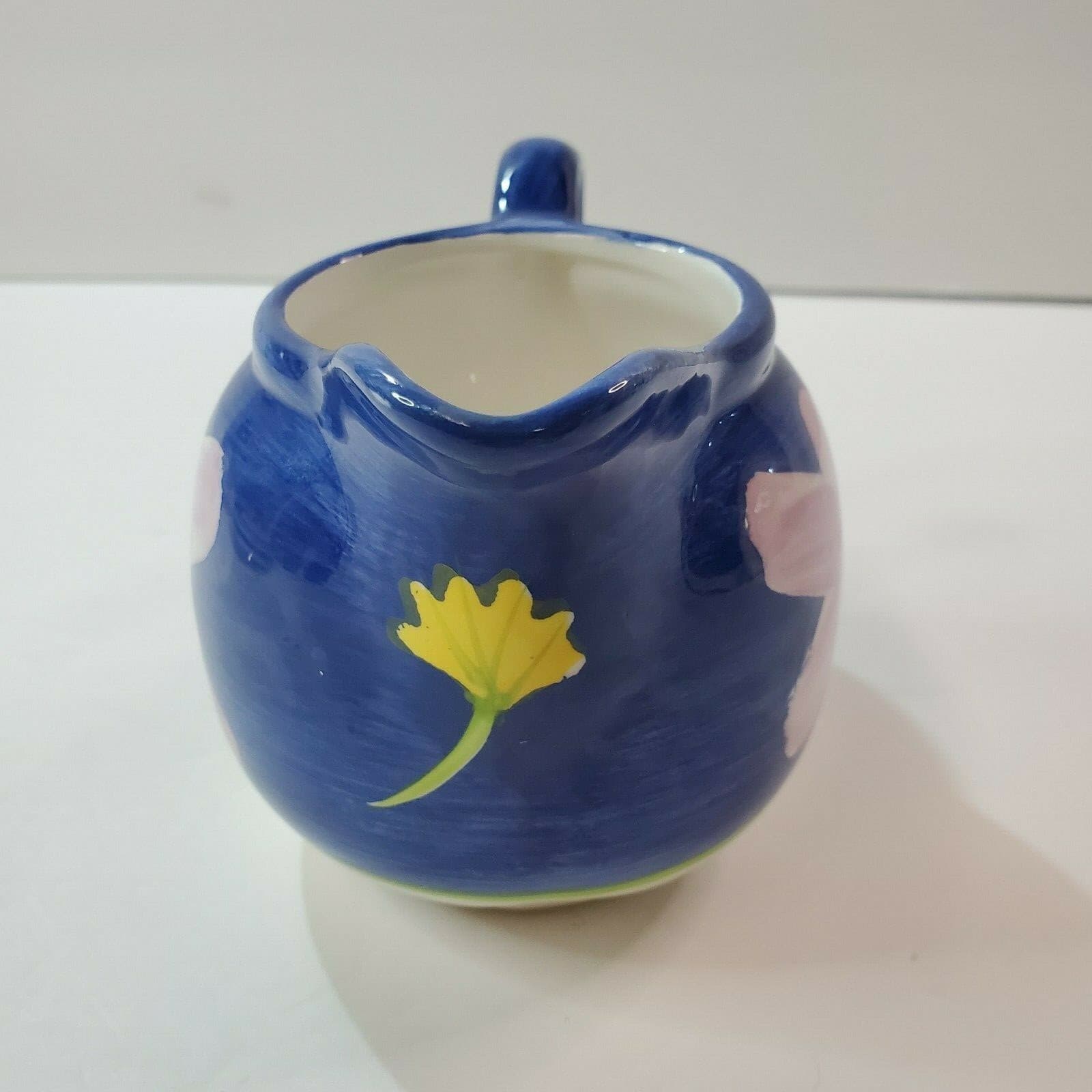 Royal Norfolk Creamer Gravy Boat Mini Pitcher Ceramic Pink & Yellow Flowers - Thumbnail 2