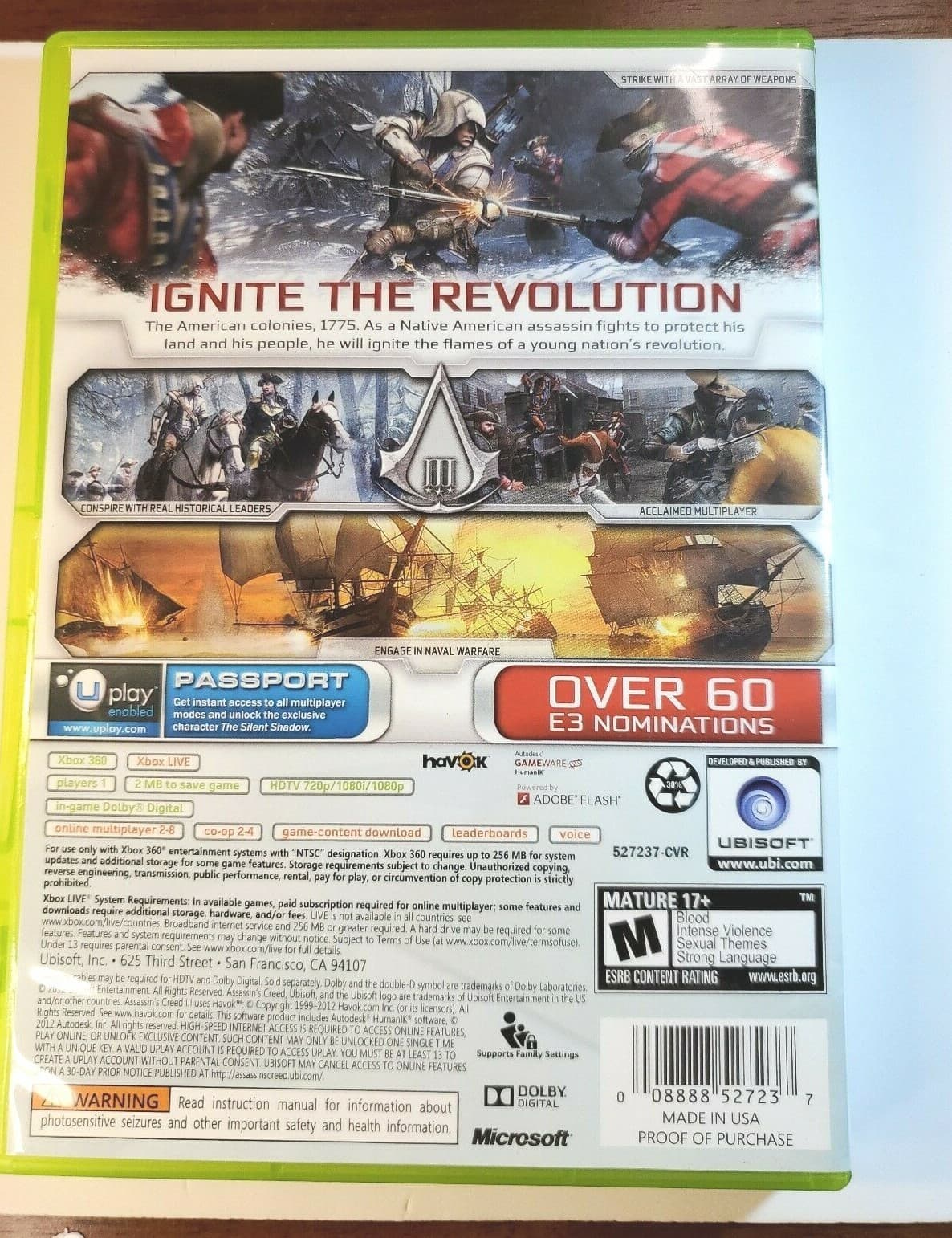 Assassin's Creed III (Microsoft Xbox 360, 2012) Free Shipping - Thumbnail 2