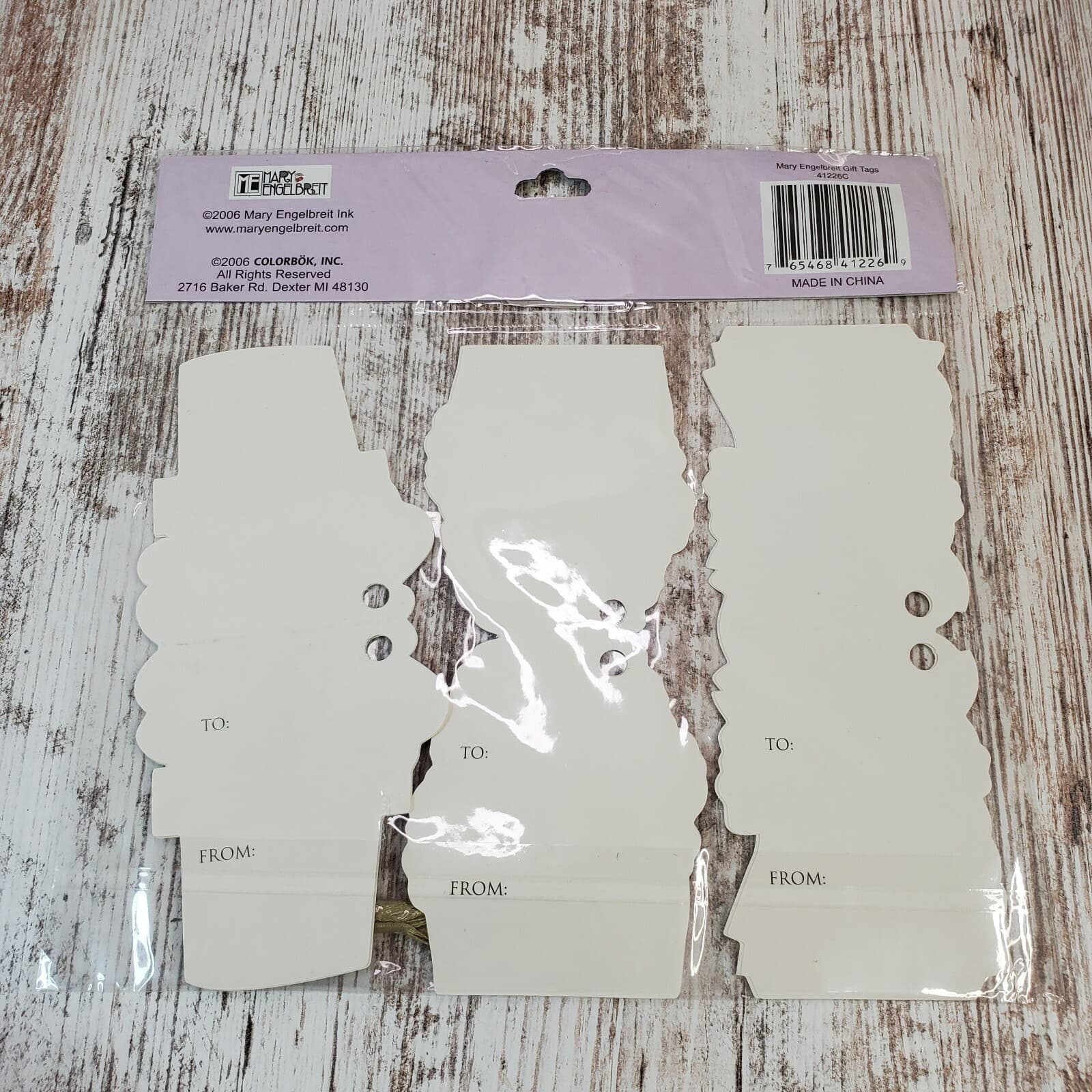 Lot of 4 Mary Engelbreit Colorbok 2006 Floral Gift Tags with Ribbon New Sealed - Thumbnail 3
