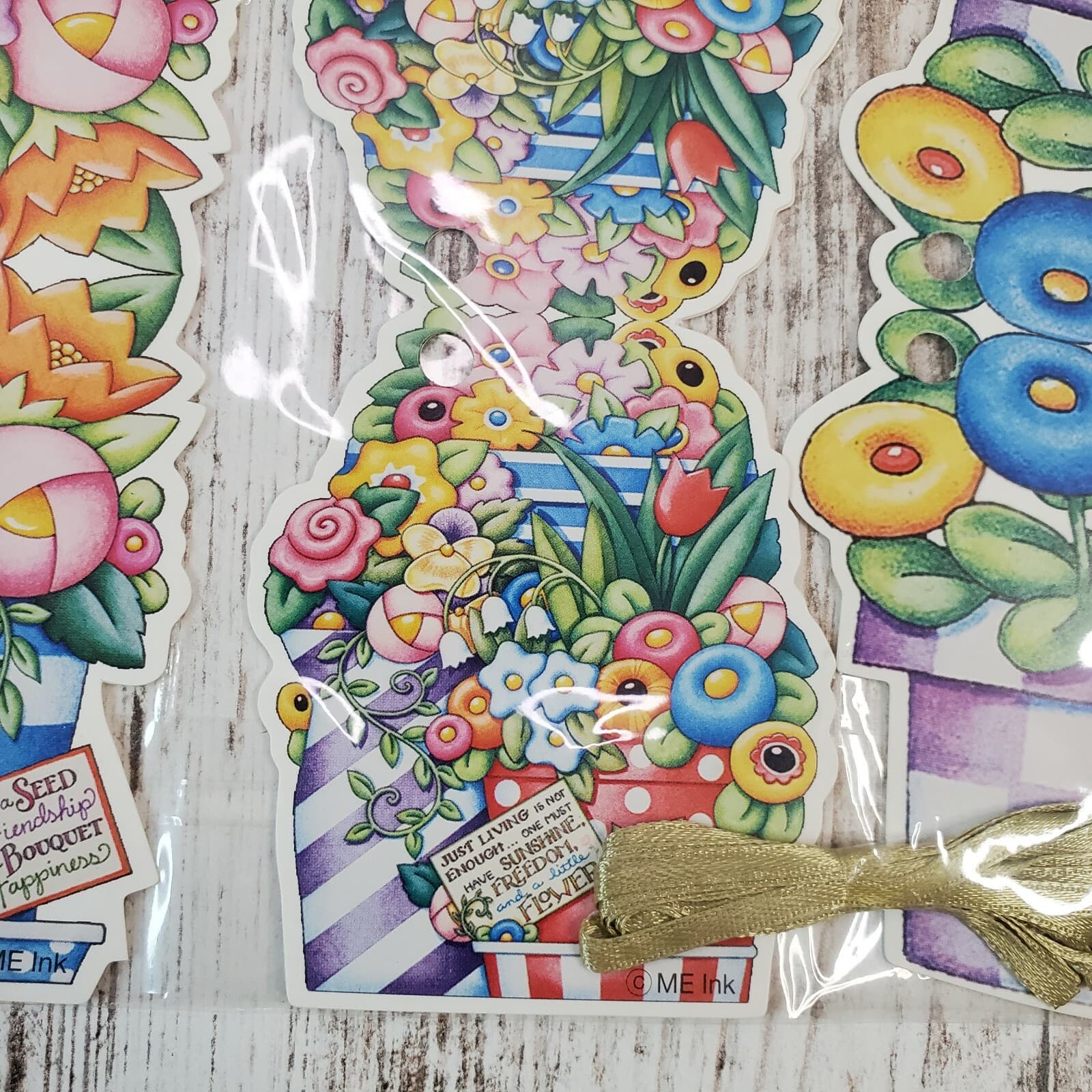 Lot of 4 Mary Engelbreit Colorbok 2006 Floral Gift Tags with Ribbon New Sealed - Thumbnail 10