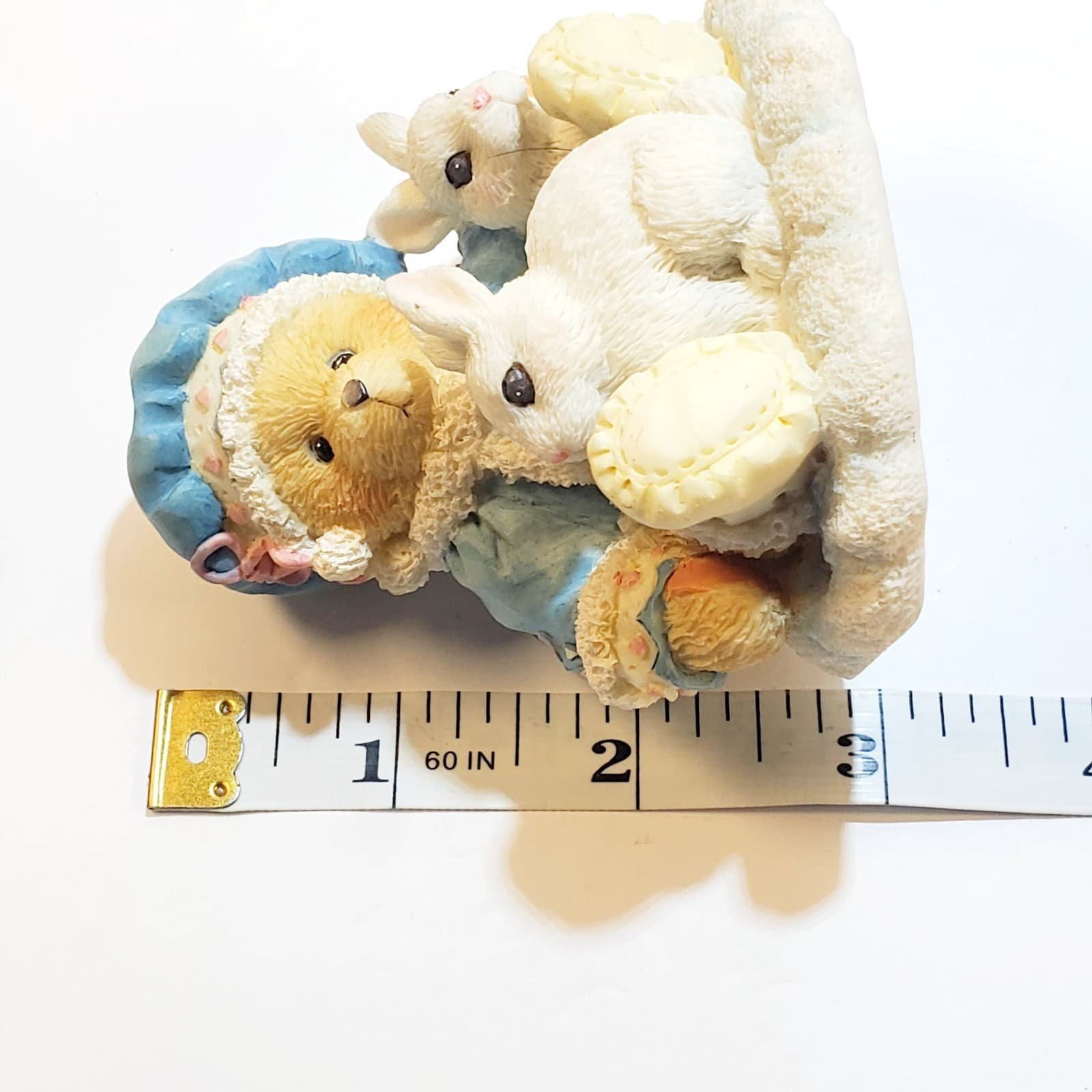 Vintage 1994 Cherished Teddies Sonja Holiday Cuddles Figurine Bears Bunnies - Thumbnail 7