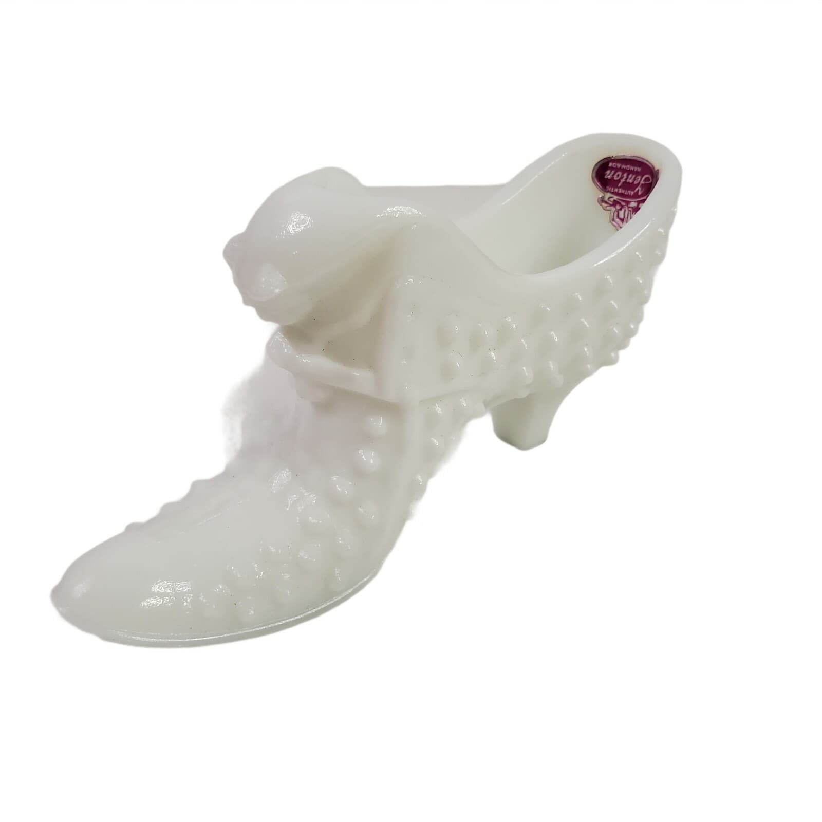 Fenton Milk Glass Hobnail Collectible Cat Panther Design Shoe Boot Figurine