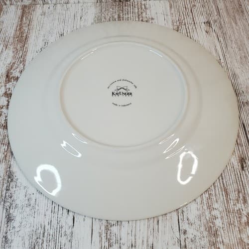 Kay Unger NY Paisley Shimmer Platinum Taupe Round 11" Dinner Serving Chop Plate - Thumbnail 3