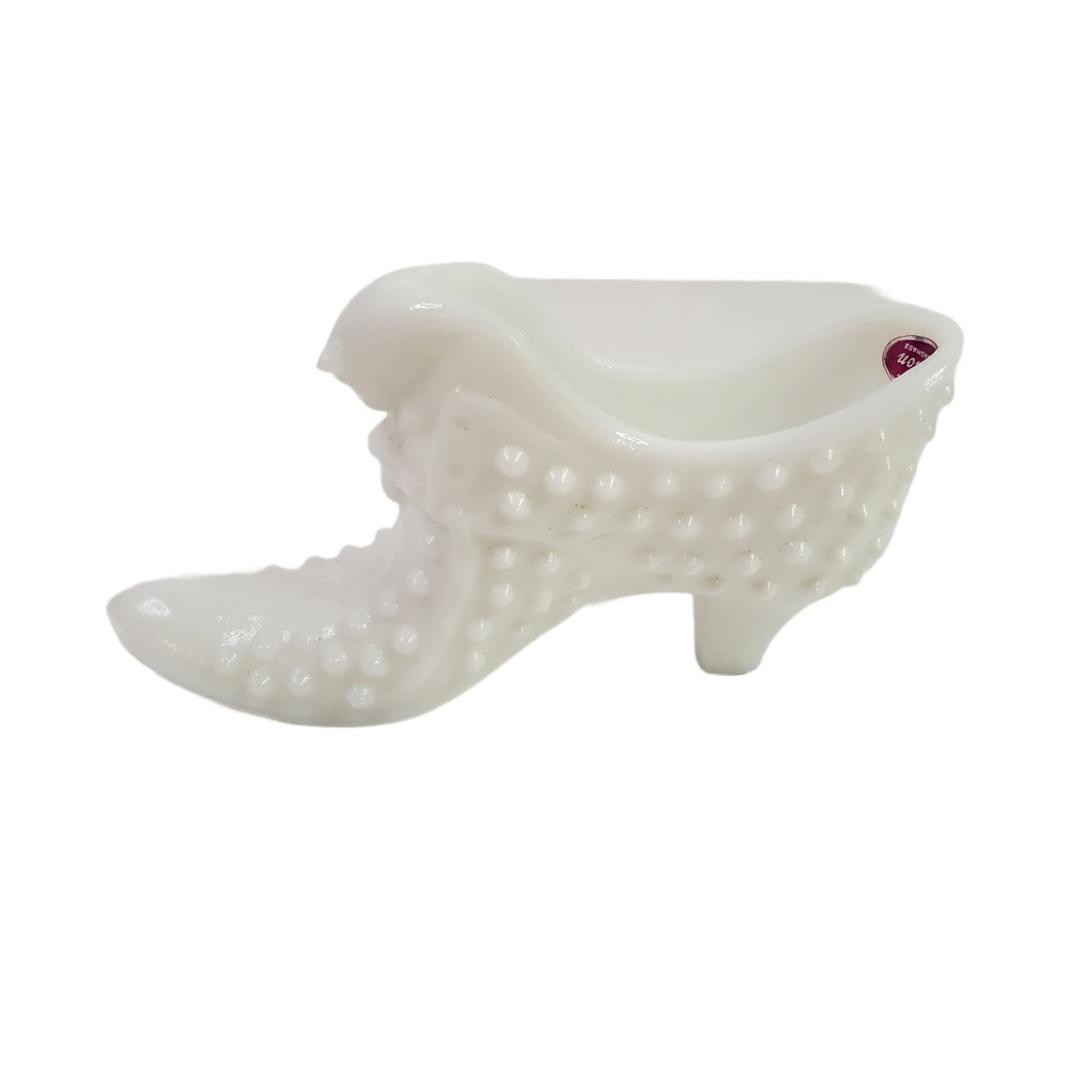 Fenton Milk Glass Hobnail Collectible Cat Panther Design Shoe Boot Figurine - Thumbnail 2