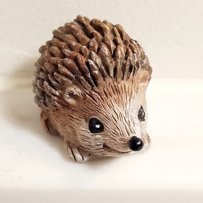 Miniature Hedgehog Resin Figure Textured 1” Tall 1.25” Wide Realistic Decor
