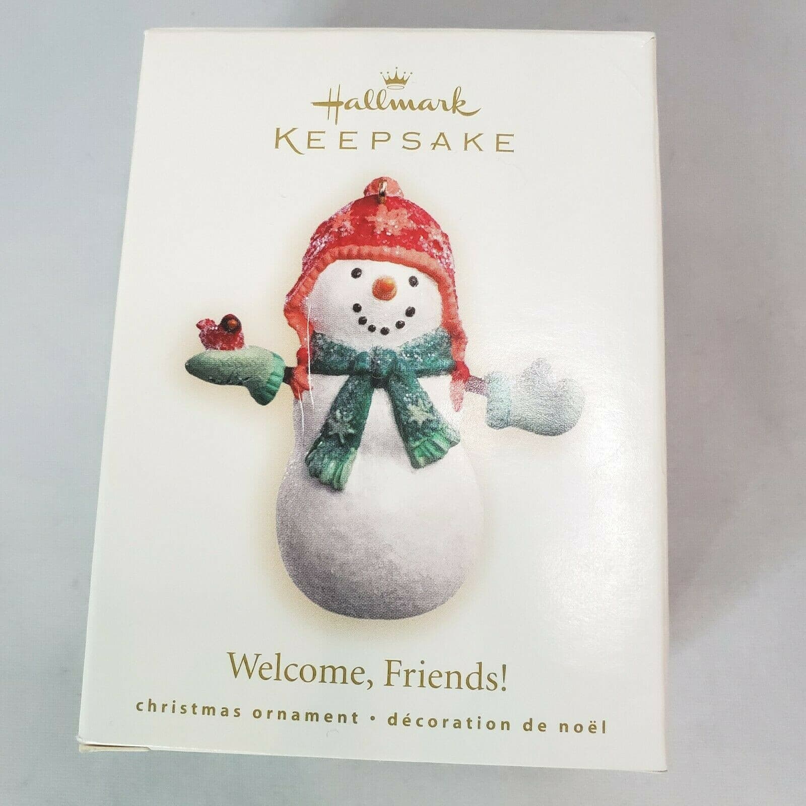 Hallmark Keepsake Christmas Ornament 2007 Welcome Friends Glittery Snowman New
