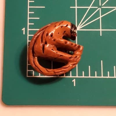Vintage Carved Peach Pit Miniature Monkey Painted Face Holding Tail - Thumbnail 6