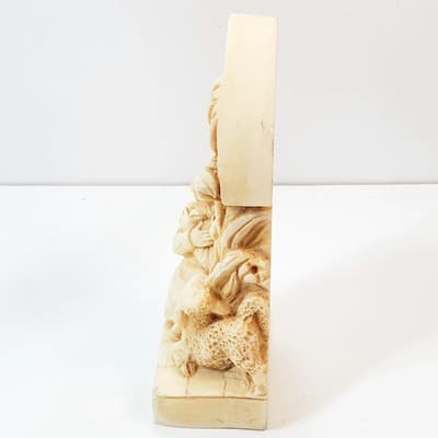 Vtg Resin Madonna & Child with Adoring Girl and Lamb Religious Figurine Statue - Thumbnail 6