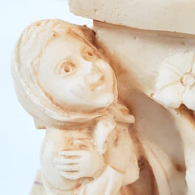 Vtg Resin Madonna & Child with Adoring Girl and Lamb Religious Figurine Statue - Thumbnail 3