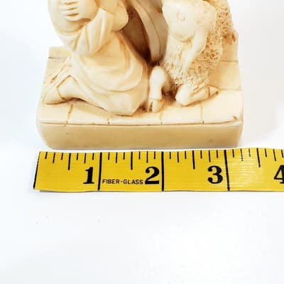 Vtg Resin Madonna & Child with Adoring Girl and Lamb Religious Figurine Statue - Thumbnail 9