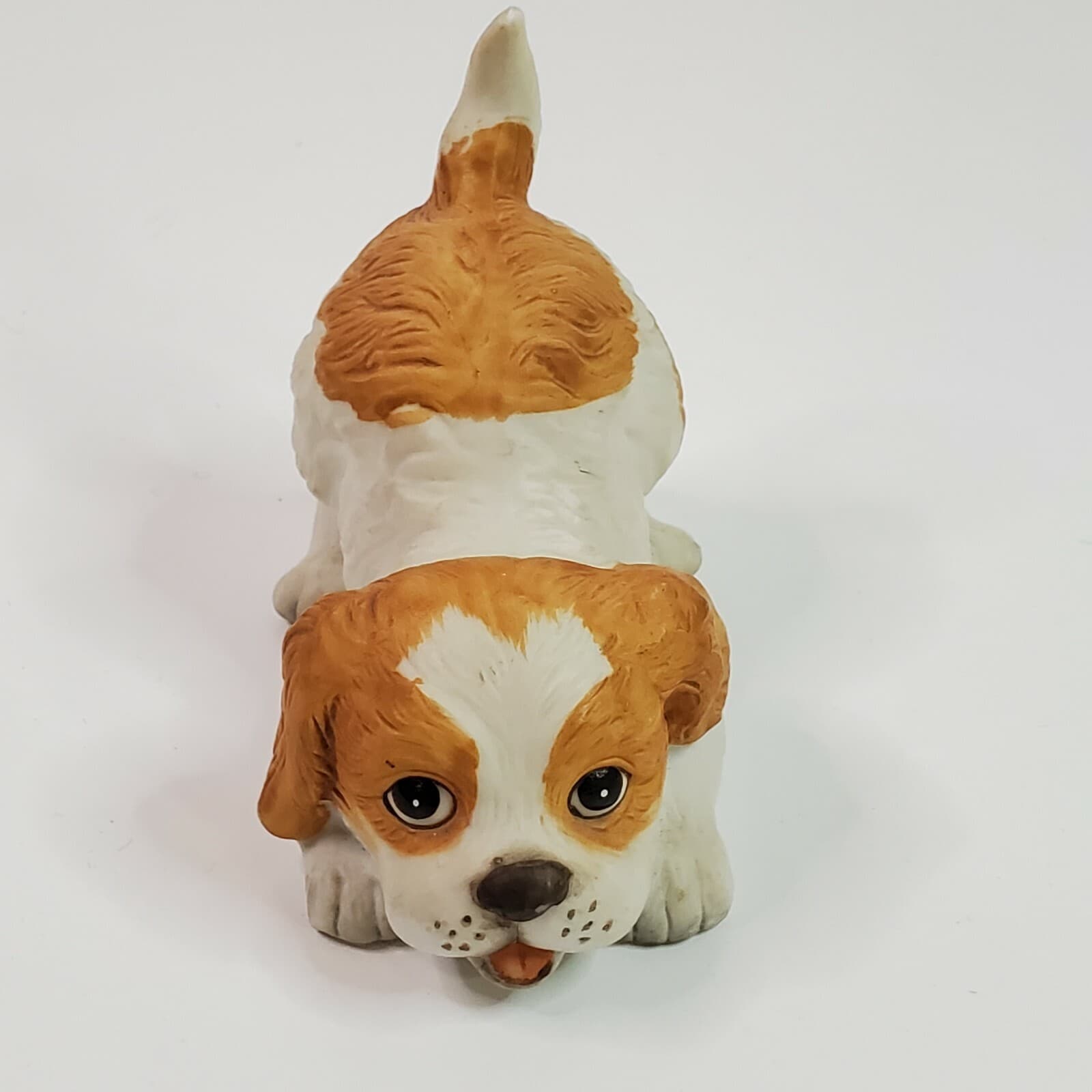 Vintage Homco Crouching Playing Ceramic Dog Spaniel Playful Figurine #1407