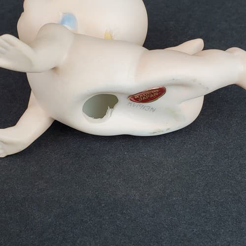 Vintage Made in Japan Kewpie Laying Tumbling Bisque Blue Wing Cherub Figurine - Thumbnail 6