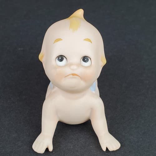 Vintage Made in Japan Kewpie Laying Tumbling Bisque Blue Wing Cherub Figurine - Thumbnail 5