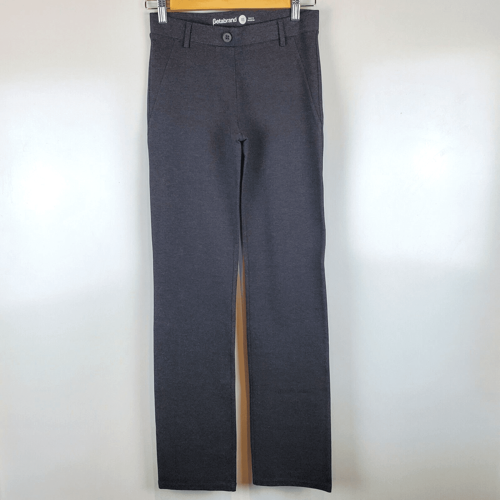 Betabrand Womens XS Charcoal Gray Straight Leg Pull On Dress Yoga Pants W0076-YP