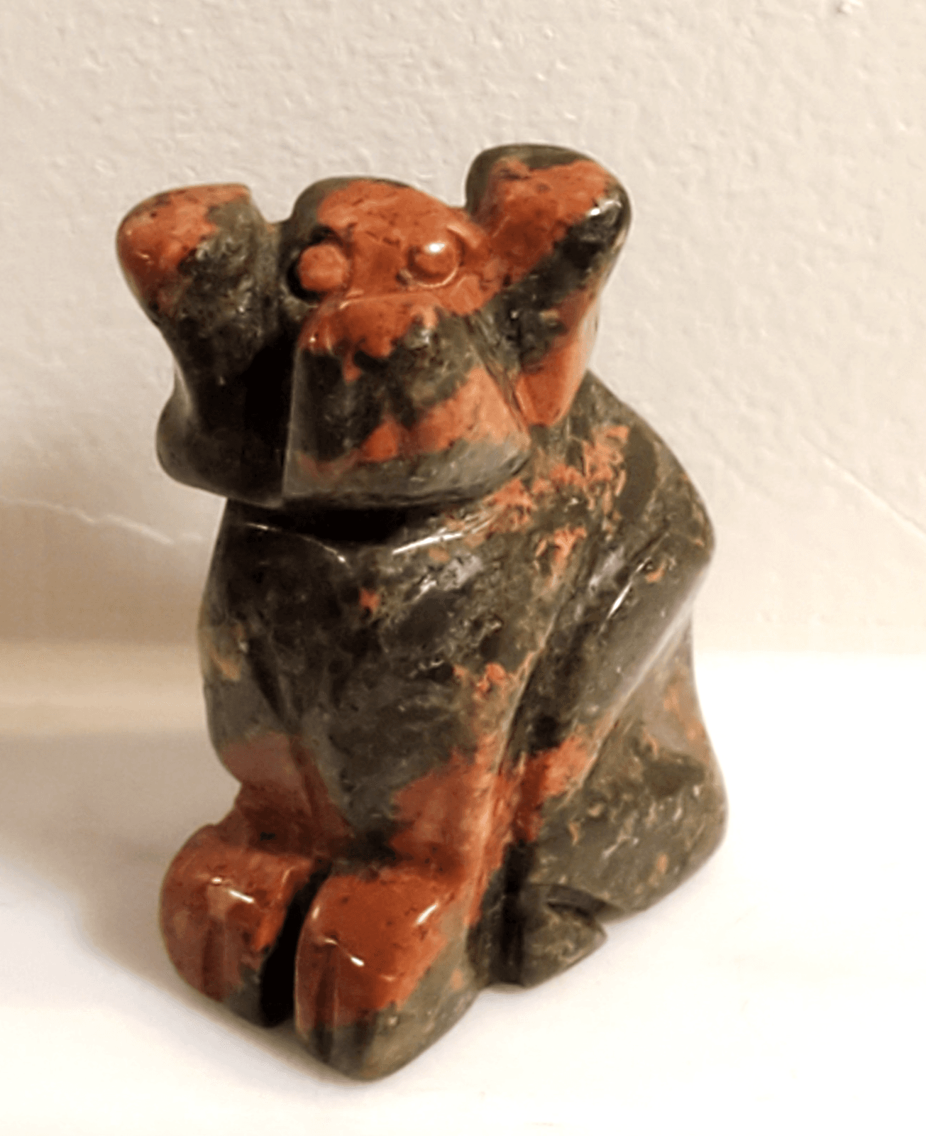 Natural Red Amphibole Quartz Crystal Carved Miniature Sitting Dog Figurine