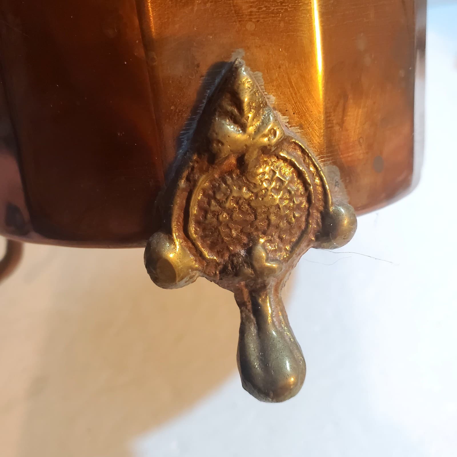 Vintage Enesco Solid Brass Footed Planter Bowl Pot Cauldron Made in India - Thumbnail 3