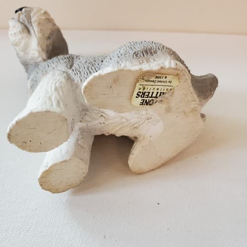 Vintage Stone Critters Dog Figurine Gray Schnauzer Dated 1984 Signed UDC - Thumbnail 5