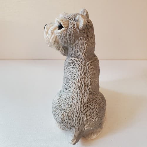 Vintage Stone Critters Dog Figurine Gray Schnauzer Dated 1984 Signed UDC - Thumbnail 4
