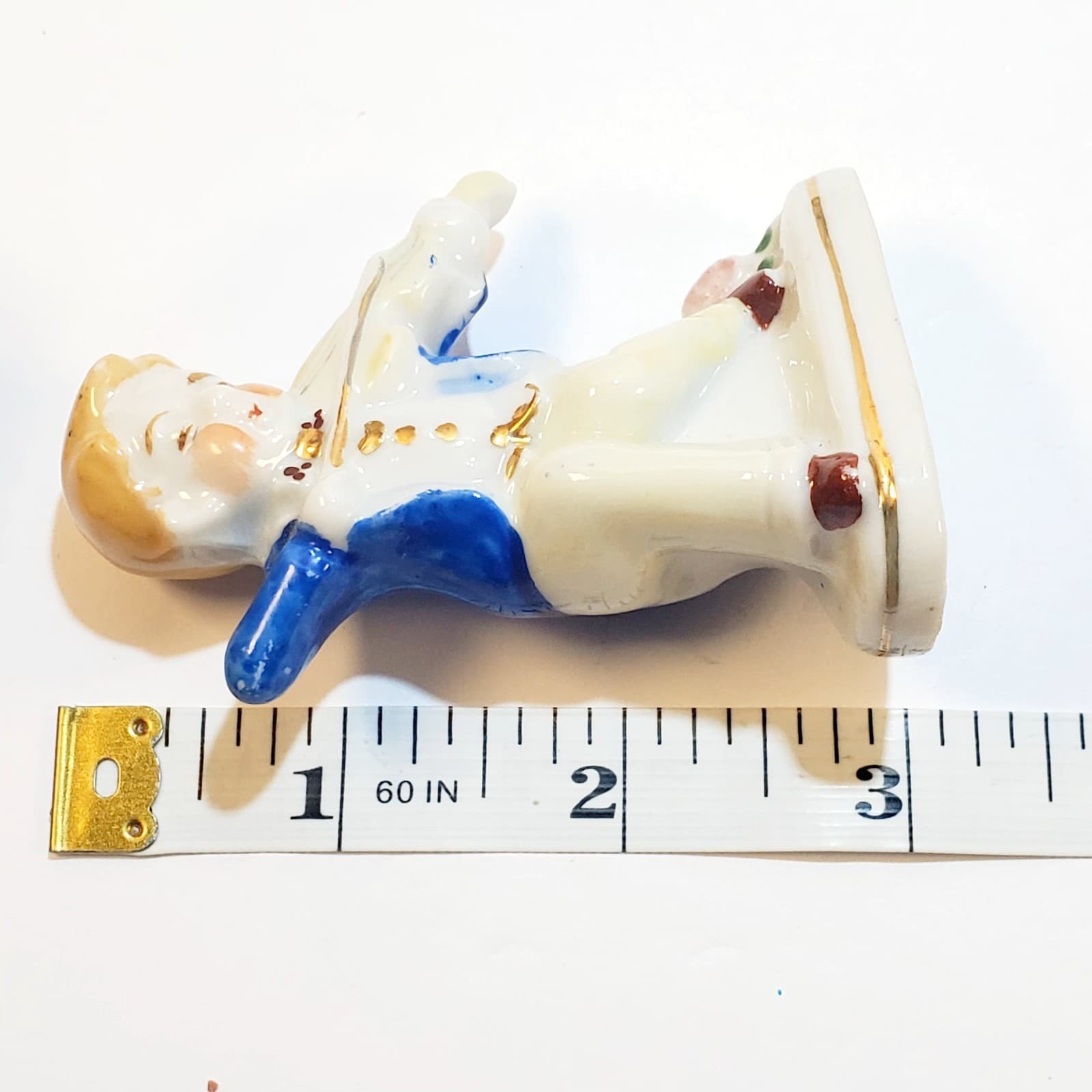 2 Occupied Japan Figurines Boy Musicians Playing Saxophone & Violin Instrument - Thumbnail 8
