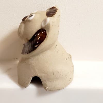 Vintage Clay Lion Beige Brown Flower Pot Figurine Pottery Small Plant Sitter 2” - Thumbnail 2