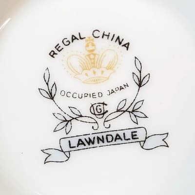 Vtg Regal China Lawndale Occupied Japan Green Leaf Creamer & Sugar Bowl w/ Lid - Thumbnail 11