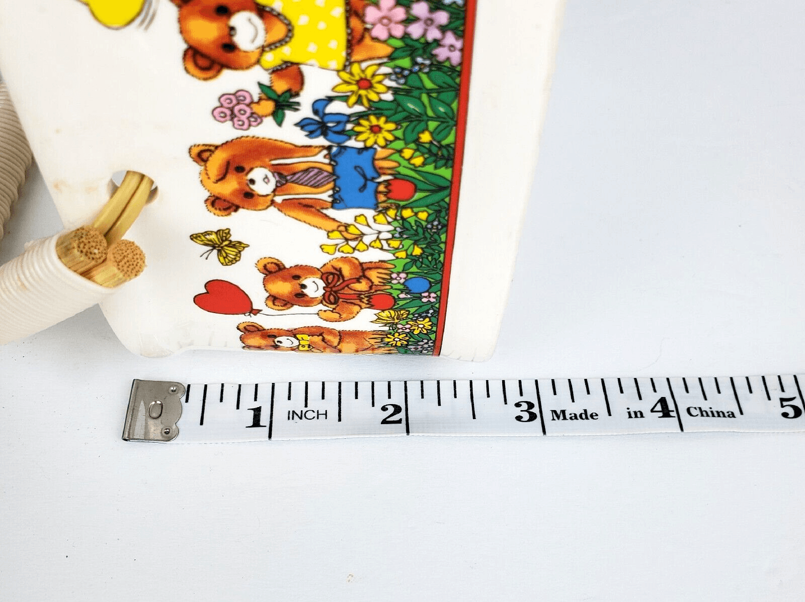 Vtg Japan Ceramic Square Basket with Handle Bears Balloons Butterfly Springtime - Thumbnail 11
