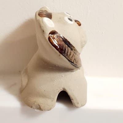 Vintage Clay Lion Beige Brown Flower Pot Figurine Pottery Small Plant Sitter 2” - Thumbnail 4